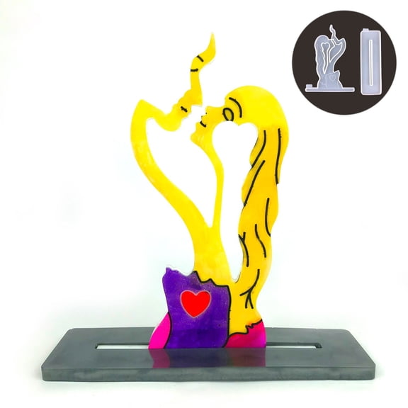Giunmcul Couple Epoxy Mold Kit Resin Pouring DIY Desktop Sculpture Statue Home Decor Valentines Love Kissing Face Art Flexible