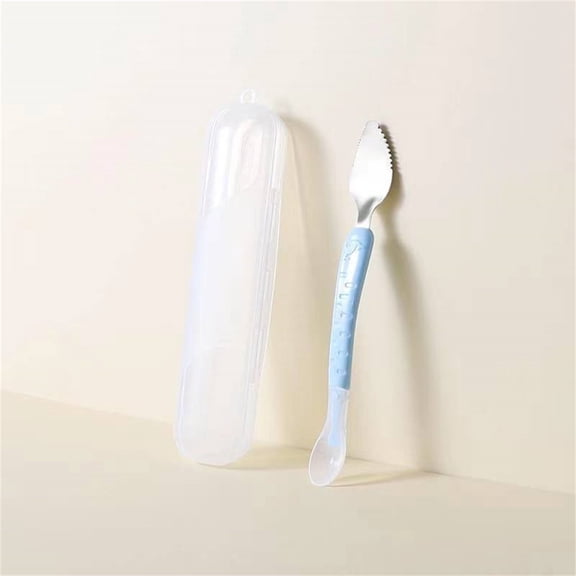 Giunmcul Double Headed Baby Spoon with Stainless Steel Scraper Safe Round Gentle Design Easy to Clean Feeding Spoon