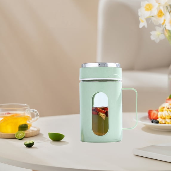 Giunmcul Double-Layer Plastic Glass Cup with Handle Insulated Borosilicate Inner and Shatterproof Shell Office Travel Tea Mug 1pc