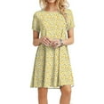 thumbnail image 1 of Giunmcul Dresses For Women Party Casual,Women's Tunic Dress Cute Daisy Printed Crew Neck Short Sleeve Casual Swing Dress Summer T Shirt Sundresses Summer Clearance Savings, 1 of 7