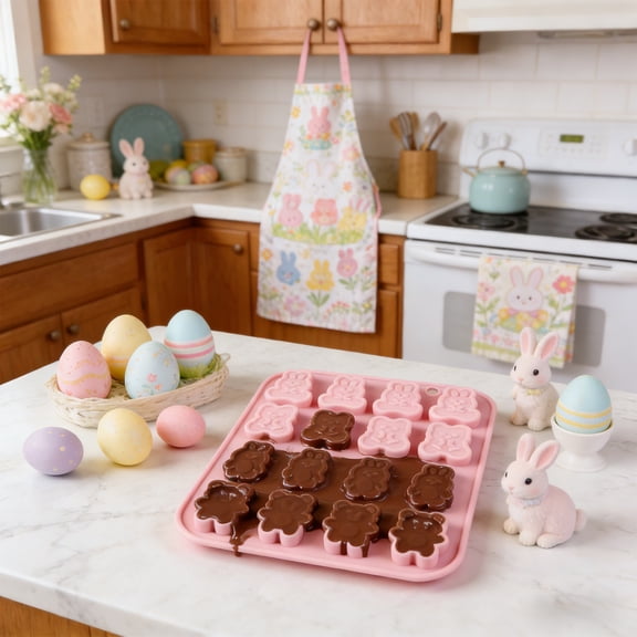 Giunmcul Easter Bunny Chocolate Mold Food Grade Plastic Baking Mold for Candy Chocolate Fondant Kitchen DIY Treats 1 Piece 12.5x15cm