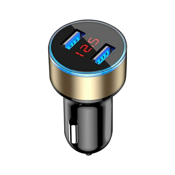 Giunmcul Festival Gift 2 USB Car QC3.0 Charger Digital Display Aluminum Alloy Shells5V 3.1A Car Mobile Phone Fast Charge Charger