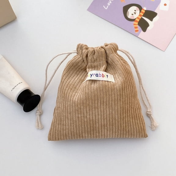 Giunmcul Festival Gift Corduroy Elastic Hair Tie Organizer Fragment Mouth Red Envelope Portable Cosmetic Storage Bag