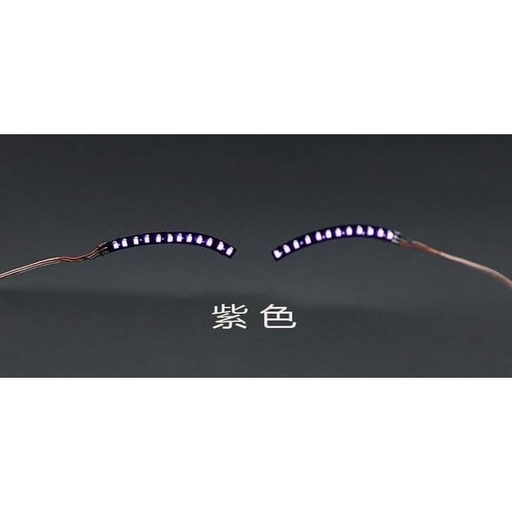 Giunmcul Festival Gift Halloween LED Lighted False Eyelashes Luminous Glowing Makeup Strip Lashes Lamp Double Eyelid Sticker Club Bar Dance Party Cosmetic Accssories LED Light False E