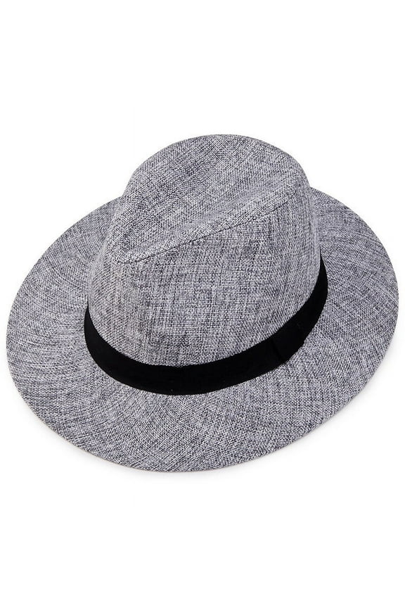 Festival Gift Men's Top Hat, Linen Material, Flat Edge, Middle-aged and Elderly Men's Sunshade Hat, Leisure Hat, Travel Hat, Men's Hat, Sunshade Cowboy Hat