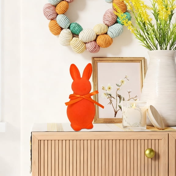 Giunmcul Festive Gift Easter Bunny Figurine Small Foam Bunny Tabletop Decoration for Home Party Spring Decor Boys and Girs Gift Multicolor Options 1 Piece 14x7x6.5cm Orange