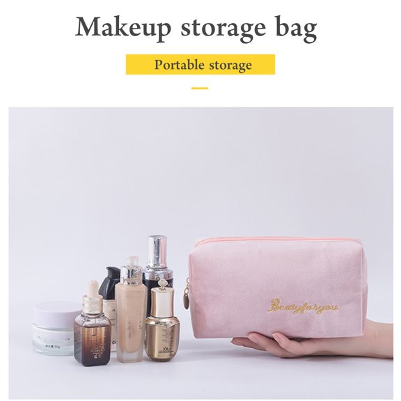 Giunmcul Flannel Makeup Storage Bag with Bag Style Large Capacity Women's Storage Bag