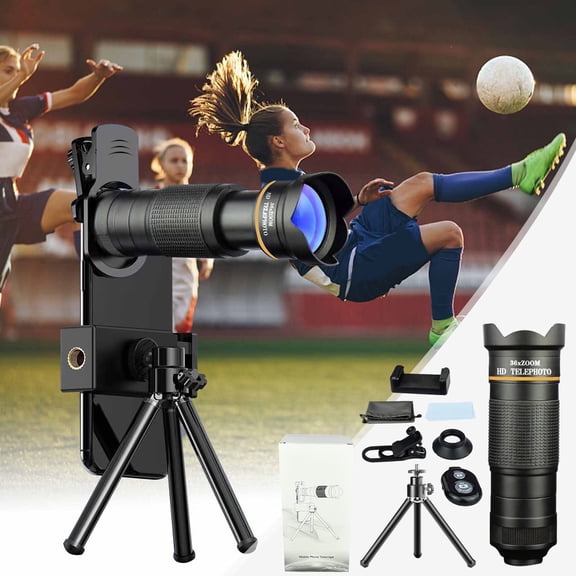 Giunmcul Gift for Dad 36X Phone Camera Lens Kit with Tripod Telephoto Zoom Lens and Clip Monocular for Smartphone Bird Watching Travel Birthday Gift 1 Set