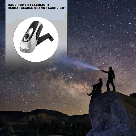Giunmcul Hand Crank Emergency Rechargeable LED Flashlight Camping Survival Light Portable Hand-Powered Generator Rechargeable Battery 1-3LED Compact