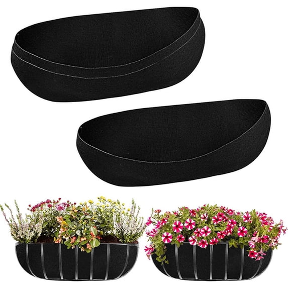 Giunmcul Hanging Planter Trough Liner Replacement Kit Nonwoven Window Box Liners 3 Pack 24in 30in 36in