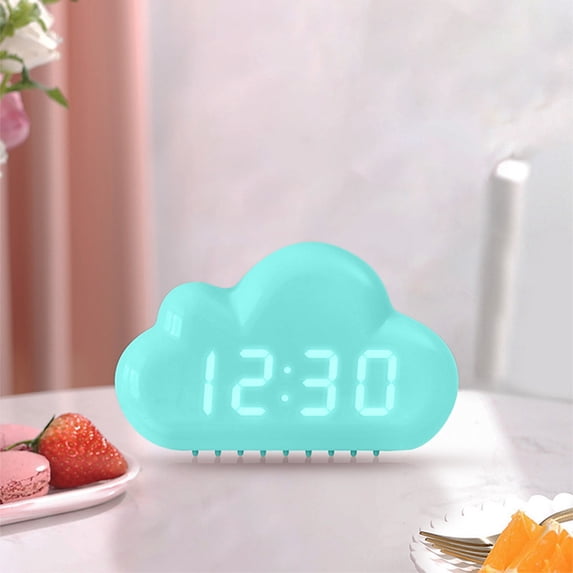 Giunmcul Holiday Gift Finder Creatives Alarm Clock, Four Clouds, Voice Controlled LED Clock, Bedside Snooze Small Alarm Clock, Student Calendar Night Light Electronic Clock
