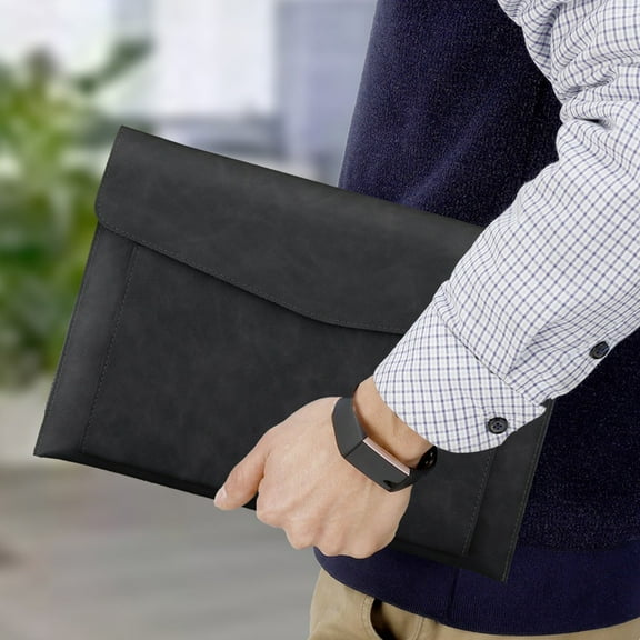 Giunmcul Holiday Gift Finder Document Bag Waterproof Storage Bag Large Capacity Double Layer Document Bag Laptop Leather Protective Cover