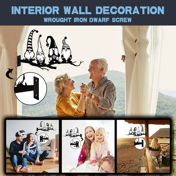 Giunmcul Holiday Gift Finder Steel Branch Gnomes Decoration Metal Tree Art Garden Steel with Screw