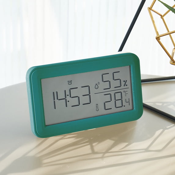 Giunmcul Holiday Saving Digital Alarm Clock with LCD Display Thermometers Hygrometer Digital Temperature Humidity Monitor Snooze Alarm with Smart Clock Calendar