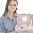 thumbnail image 1 of Giunmcul Holiday Jewelry Box with Lock and Mirror Jewelry Organizer Storage Case with 2-Layers Display for Earrings Bracelets Rings Watches, 1 of 5