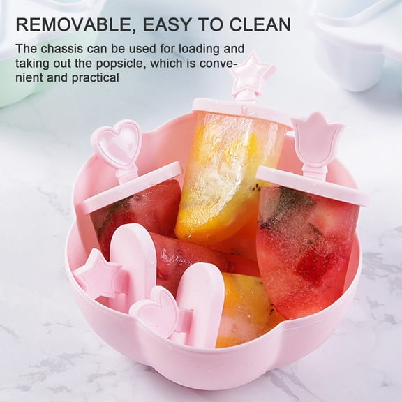 Giunmcul Homemade Popsicle Box with Handle 8 Cavities Simple DIY Food Grade Silicone Tough Easy Demold Cold Heat Resistant Reusable 13x10cm