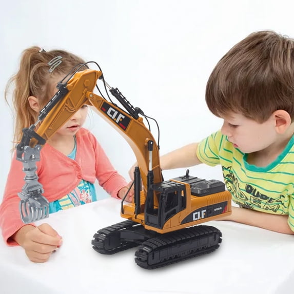 Giunmcul Kids Excavator Toy Gift Box Simulation Construction Vehicle Push and Go No Batteries Orange Engineering Car 21cm for Toddlers and Kids