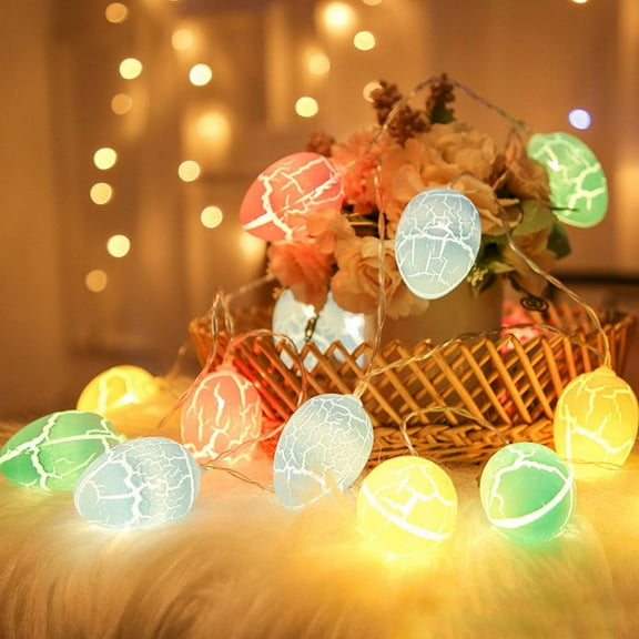 Giunmcul LED Crack Light String Decorative Color-Changing Easter Holiday Party Lights Flexible Copper Wire 1 Strand Multi-Mode Battery Operated Waterproof Indoor Outdoor Decor