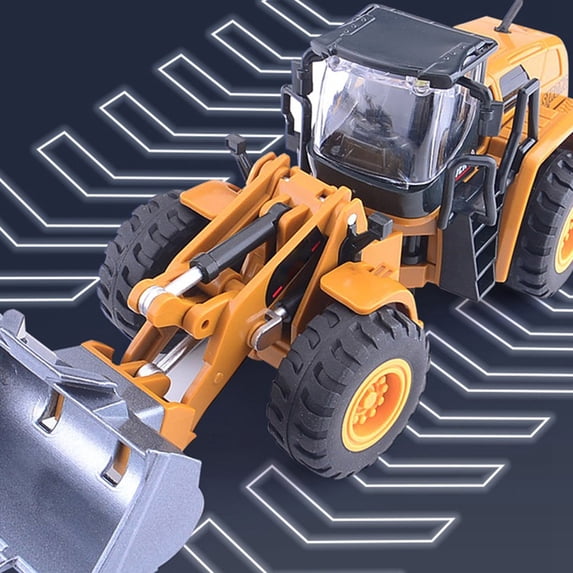Giunmcul Light Up Self Driving Excavator Toy Construction Vehicle 1:50 Scale Push Play with 360 Wheel and Obstacle Avoiding for Kids Age 3 Plus Gift
