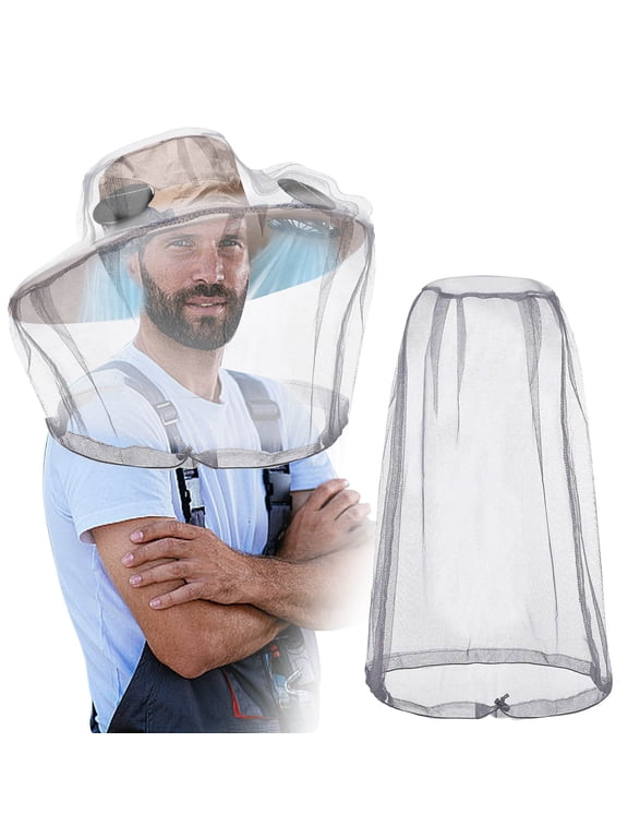 Mosquito Net Head Cover for Hats Breathable Bug Mesh Veil with Adjustable Elastic Fits Baseball Bucket and Sun Hats for Fishing Camping Hiking Gardening Includes Storage Bag 1 Pack