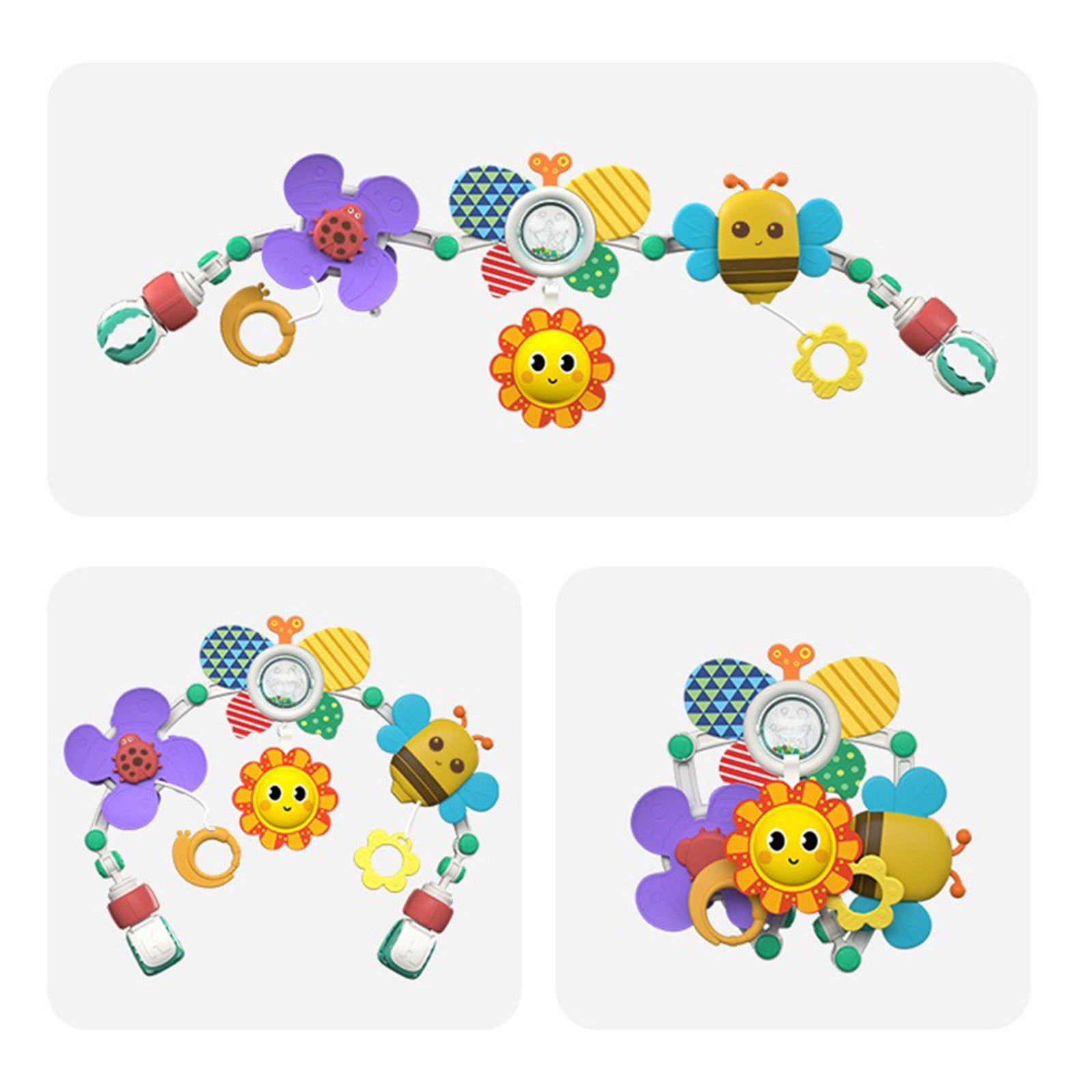 Giunmcul Multi-Use Travel Toy Hanger 48x36x5cm Visual Engagement Activity Stroller Seat Focus Development Mobile Ornament ABS Polyester