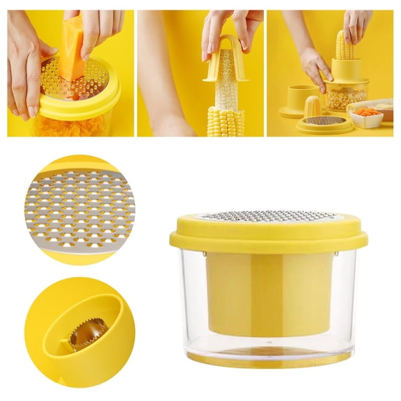 Giunmcul Multifunction Corn Peeler Thresher Garlic Ginger Grater Measuring Cylinder No Electricity Silicone Base Dishwasher Safe 13.5x9 cm