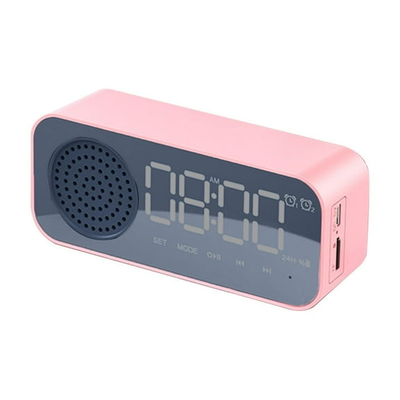 Giunmcul My Order Alarm Clock for Bedroom/Office,Digital Clock with Bluetooth Speaker,Small Alarm Clock for Heavy Sleepers Adults,Mirror LED Display