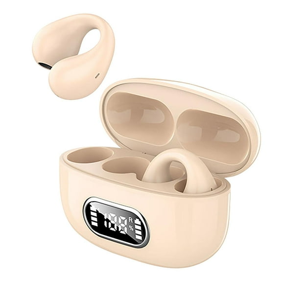 Giunmcul My Order Ear Clip Type True Wireless Digital Display with Dual Ear Clip Bilateral 5.3 Stereo Charging Compartment Bluetooth Earphones