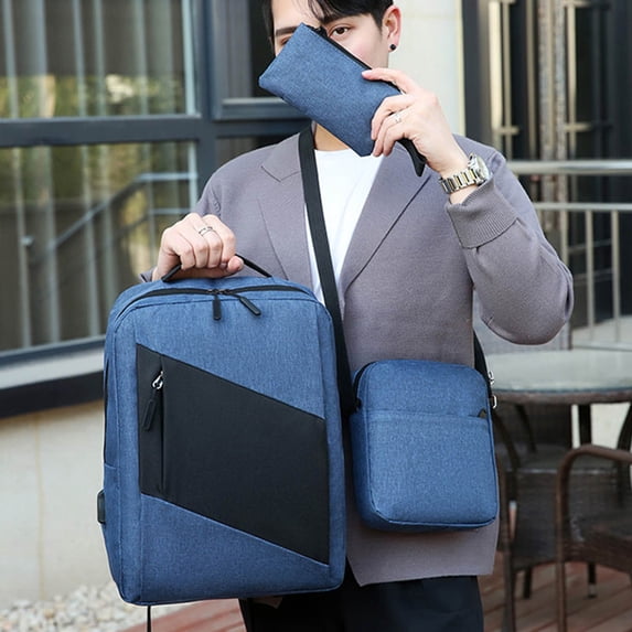 Giunmcul My Order Fashion Three-piece Backpack Backpack Male Business Usb Charging Laptop Bag High-capacity Students Bag