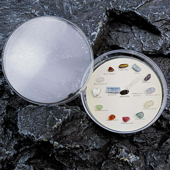 Giunmcul My Order Natural Crystal Agate Stone 15 Kinds Of Specimens Alarm Clock Table Shape Geology Teaching Materials