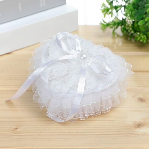 Giunmcul My Order Ring Box Heart Shaped Ring Box Portable Proposal Ring Holders Lace Ring Box Wedding Ring Pillow