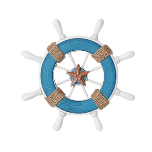 Giunmcul Nautical Ship Wheel Wall Decor 9 Inch Wooden Steering Wheel with Fishing Net Beach Theme Wall Hanging for Home Coastal Decor 1 Piece
