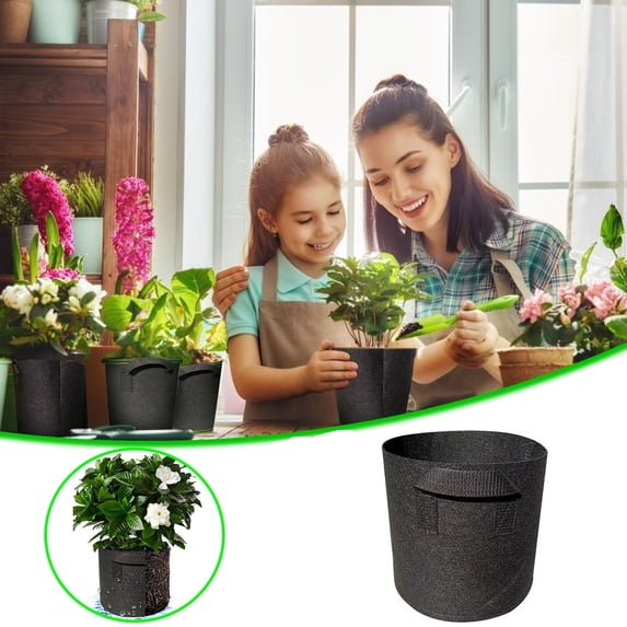 Giunmcul Nonwoven Fabric Grow Bags Plant Pot with Handles Multi Size 1/3/5/7 Gallon Reusable Breathable Planter