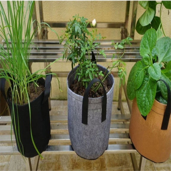 Giunmcul Nonwoven Potato Planter Grow Bag with Harvest Window Reusable Fabric Pot with Handles 20 x 20 x 12 cm