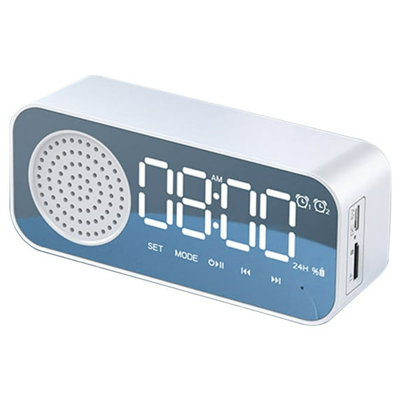 Giunmcul Online Shopping Alarm Clock for Bedroom/Office,Digital Clock with Bluetooth Speaker,Small Alarm Clock for Heavy Sleepers Adults,Mirror LED Display