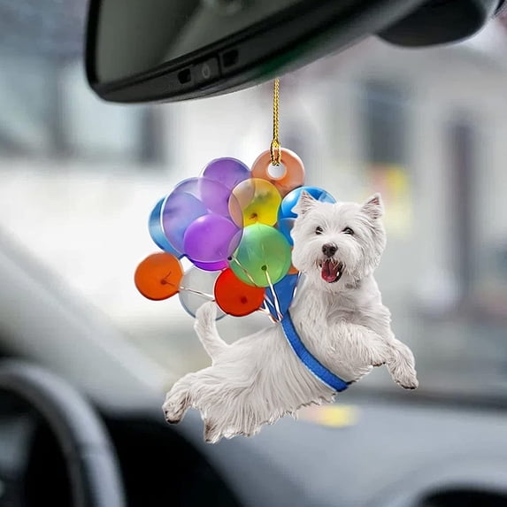 Giunmcul Online Shopping Car Cute Dog Hanging Ornament with Bubbles-Hanging Ornament Decors 2D Effect