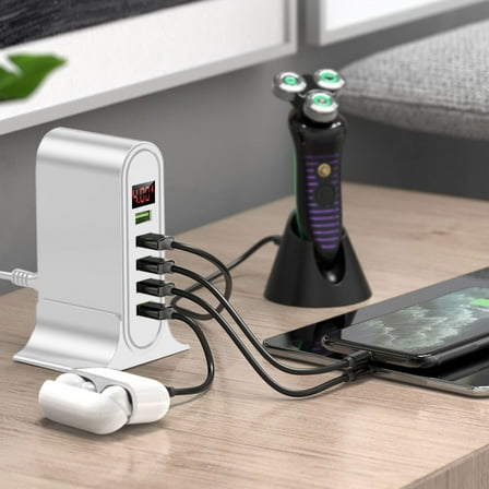 Giunmcul Online Shopping Five USB Interface Digital Charger 5V4A Charging Head with Multiple Protections Suitable for IOS and Android System Devices Charging Multifunctional Socket