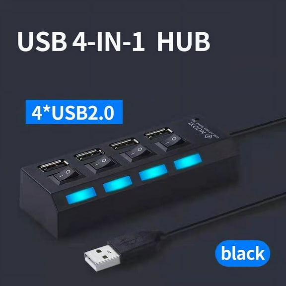 Giunmcul Online Shopping Hi-Speed 4/7 Ports LED USB 2.0 Adapter Hub Power On/off for PC Laptop