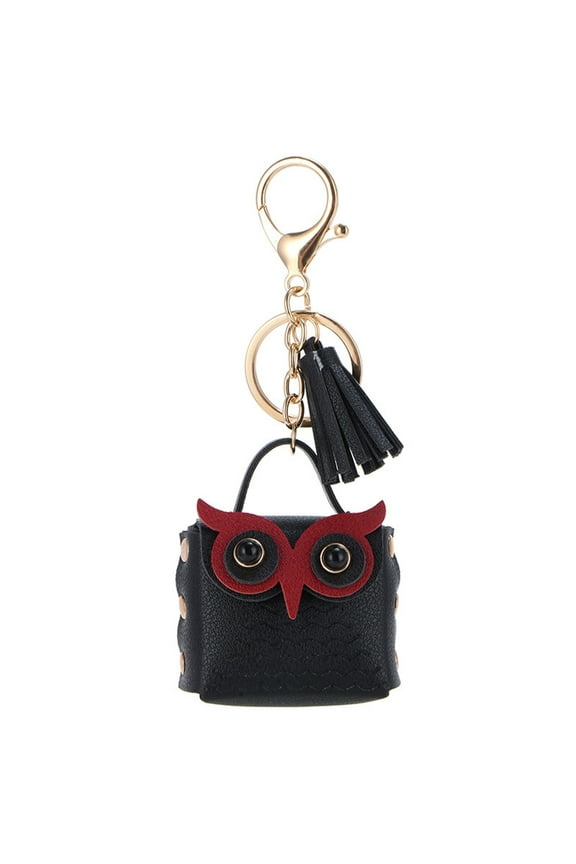 Online Shopping Owl Leather Coin Purse Key Buckle Earphone Storage Bag Double Leather Owl Tassel Wallet Bluetooth Earphone Hanging Bag Decoration