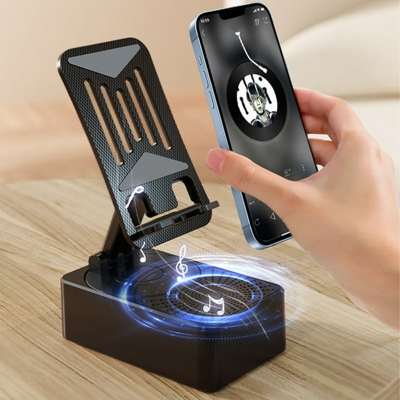 Giunmcul Online Shopping Phone Stand with Wireless Bluetooth Speaker Surround Sound Adjustable Tablet Desk Portable Speaker