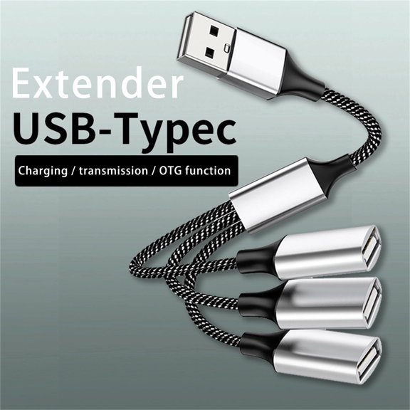 Giunmcul Online Shopping USB Splitter Cable OTG 4 USB Splitter Adapter USB 2.0 Power Cord Extension for Charging/Data Transfer Extra Multi Split Data Port Adapter for Laptop/Car