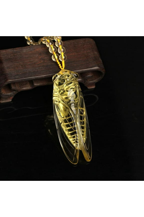 Online Shopping Wealth Jasper Cicada Pendant Necklace Citrine Healing Chakra Crystal and Evil Necklace Inspirational Gift for Women and Men