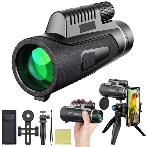 Giunmcul My Order 12x50 Monocular Outdoor High Power Telescope Mobile Phone Photography 12x Magnification Low Light Night Vision with Stable Tripod and Mobile Phone
