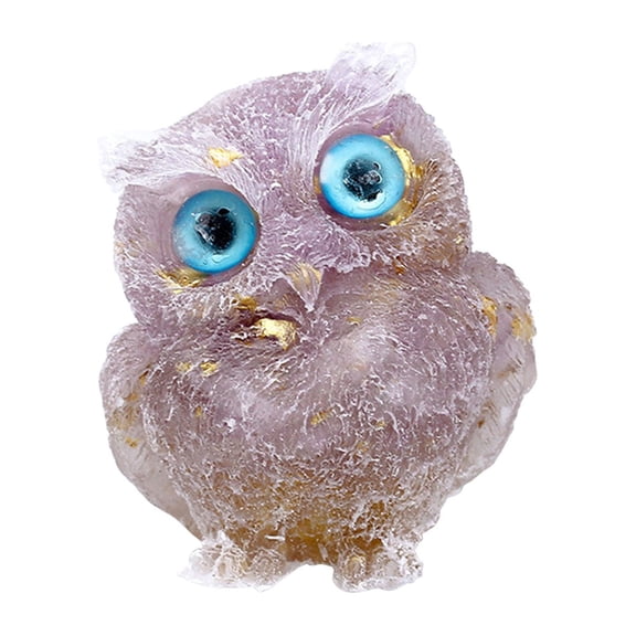 Giunmcul My Order Crystal Gravel Epoxy Owl Ornament Desktop Placement Car Decoration Cute Colorful Resin Owl Ornament Table Decoration Set Home Statue Decoration Gift