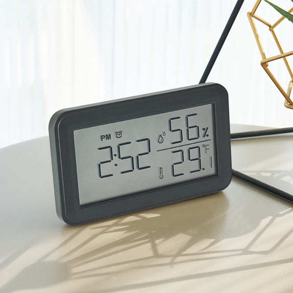 Giunmcul My Order Digital Alarm Clock with LCD Display Thermometers Hygrometer Digital Temperature Humidity Monitor Snooze Alarm with Smart Clock Calendar