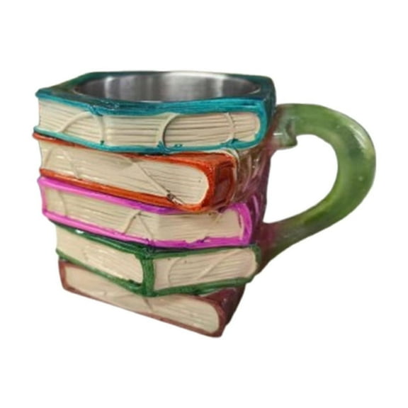 Giunmcul Painted Mug Novelty Stack Coffee Cup Ceramic Hand-Painted Literature Gift for Lovers Unique Desk Decor 1 Piece