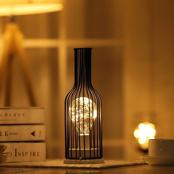 Giunmcul Portable LED Night Lamp Iron Frame Energy Saving Warm Ambient Light Battery Operated Table Decoration Lamp