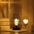 thumbnail image 1 of Giunmcul Portable LED Night Lamp Iron Frame Energy Saving Warm Ambient Light Battery Operated Table Decoration Lamp, 1 of 5