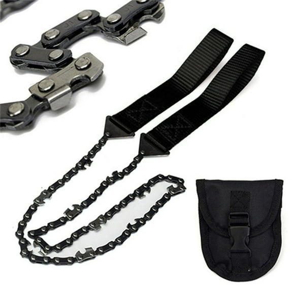 Giunmcul Portable Survival Chain Saw 24in Outdoor Camping Emergency Hand Chainsaw Flexible Cutting Bi-Directional Heat Treated Steel Nylon Handle with Bag 103cm