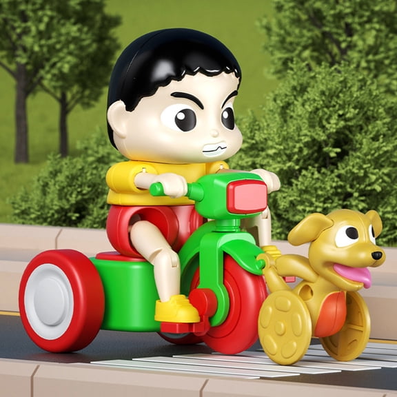 Giunmcul Pull Back Tricycle Toy with Removable Puppy Figure Inertial Powered Push and Go Vehicle for Toddlers Kids Travel Gift Set Color Assorted Size 4.92 x 3.74 x 2.36 in
